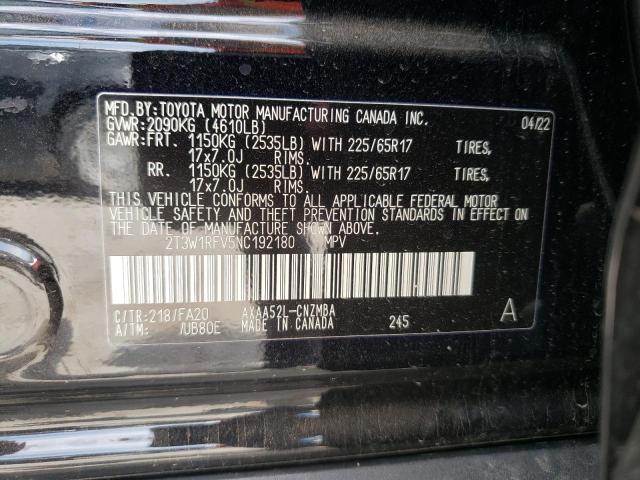 Photo 10 from auction – 2022 TOYOTA RAV4 XLE with VIN 2T3W1RFV5NC192180