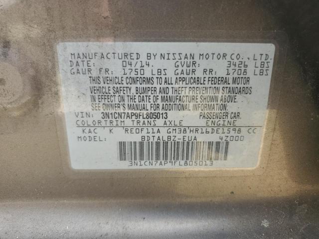 Photo 10 from auction – 2015 NISSAN VERSA S with VIN 3N1CN7AP9FL805013