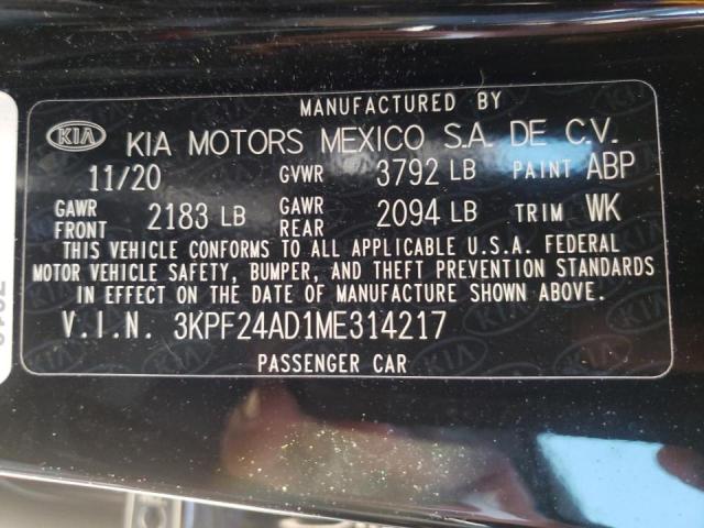 Photo 10 from auction – 2021 KIA FORTE FE with VIN 3KPF24AD1ME314217