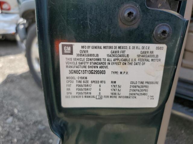 Photo 10 from auction – 2003 CHEVROLET AVALANCHE with VIN 3GNEC13T13G295903