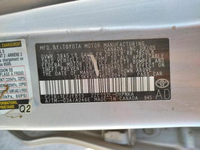 صورة رقم 10 من المزاد - 2006 TOYOTA COROLLA MA مع VIN 2T1KR30E46C560436