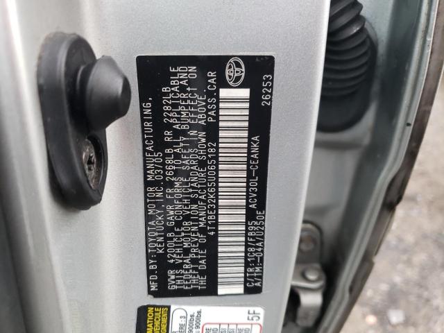 Photo 10 from auction – 2005 TOYOTA CAMRY LE with VIN 4T1BE32K65U065182