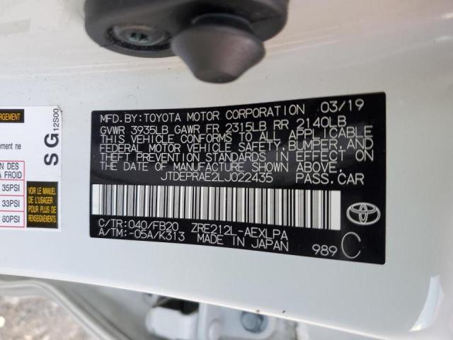 Photo 10 from auction – 2020 TOYOTA COROLLA LE with VIN JTDEPRAE2LJ022435