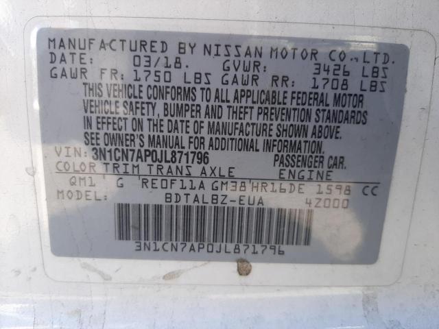 Photo 10 from auction – 2018 NISSAN VERSA S with VIN 3N1CN7AP0JL871796