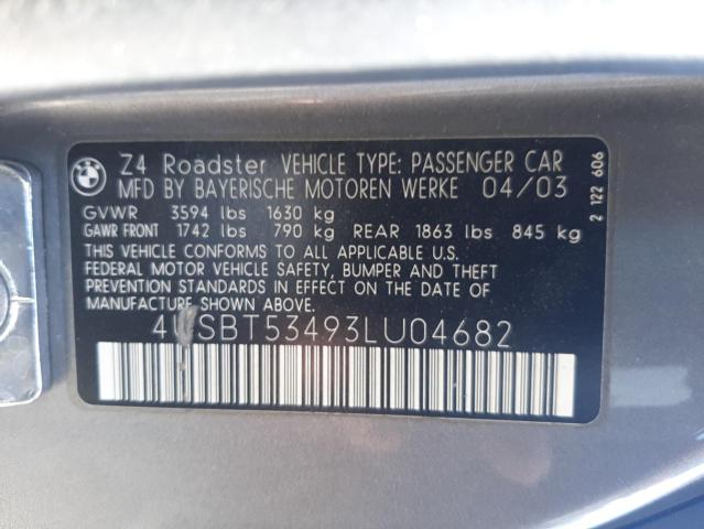 Photo 10 from auction – 2003 BMW Z4 3.0 with VIN 4USBT53493LU04682