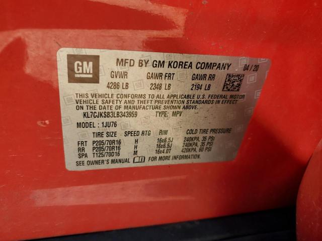 Photo 10 from auction – 2020 CHEVROLET TRAX LS with VIN KL7CJKSB3LB343959