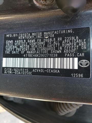 Photo 10 from auction – 2009 TOYOTA CAMRY BASE with VIN 4T1BE46K29U271038