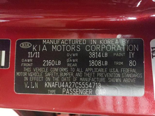 Photo 10 from auction – 2012 KIA FORTE EX with VIN KNAFU4A27C5554713
