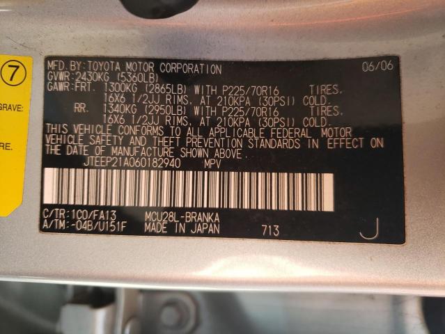 Photo 10 from auction – 2006 TOYOTA HIGHLANDER with VIN JTEEP21A060182940