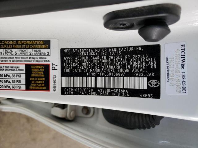 Photo 10 from auction – 2016 TOYOTA CAMRY LE with VIN 4T1BF1FK0GU156897