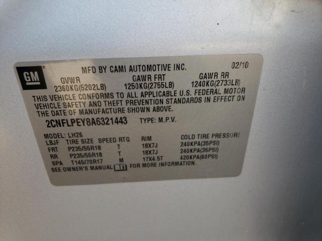 Photo 10 from auction – 2010 CHEVROLET EQUINOX LT with VIN 2CNFLPEY8A6321443