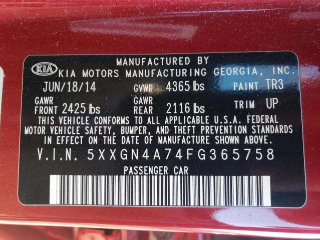 Photo 10 from auction – 2015 KIA OPTIMA EX with VIN 5XXGN4A74FG365758