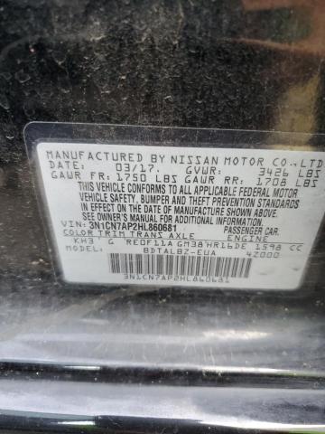Photo 10 from auction – 2017 NISSAN VERSA S with VIN 3N1CN7AP2HL860681
