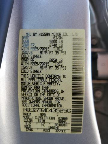 Photo 10 from auction – 2004 NISSAN FRONTIER C with VIN 1N6ED27T64C435256