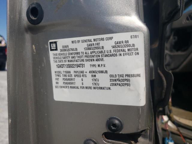 Photo 10 from auction – 2002 GMC ENVOY with VIN 1GKDT13S922194731