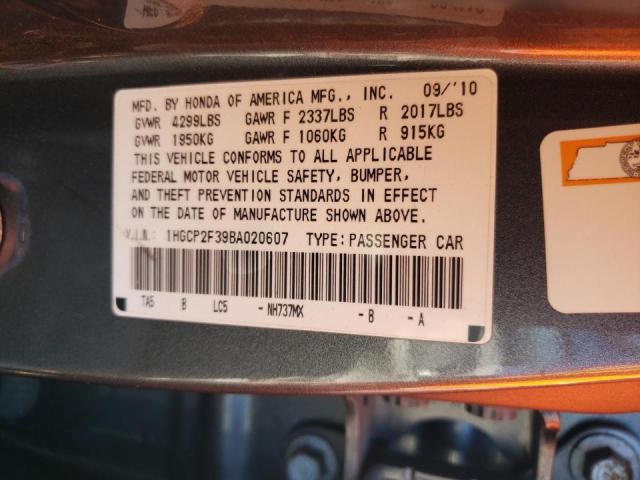 Photo 10 from auction – 2011 HONDA ACCORD LX with VIN 1HGCP2F39BA020607