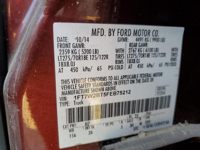 Photo 10 from auction – 2015 FORD F250 SUPER with VIN 1FT7W2BT5FEB75212