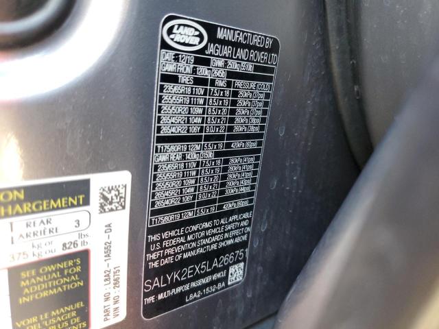 Photo 10 from auction – 2020 LAND ROVER RANGE ROVE with VIN SALYK2EX5LA266751