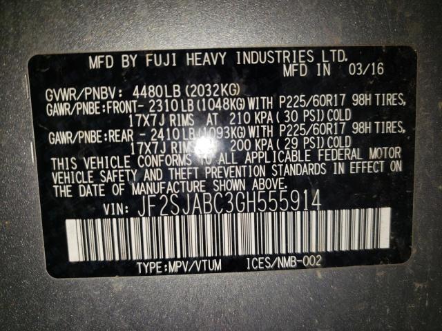 Photo 10 from auction – 2016 SUBARU FORESTER 2 with VIN JF2SJABC3GH555914