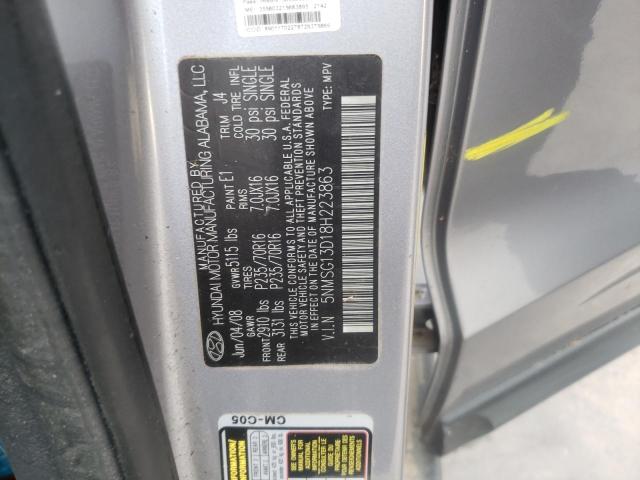 Photo 10 from auction – 2008 HYUNDAI SANTA FE G with VIN 5NMSG13D18H223863