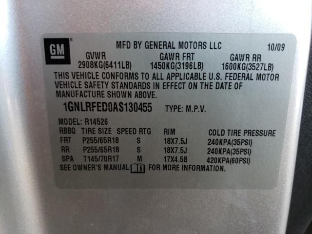 Photo 10 from auction – 2010 CHEVROLET TRAVERSE L with VIN 1GNLRFED0AS130455
