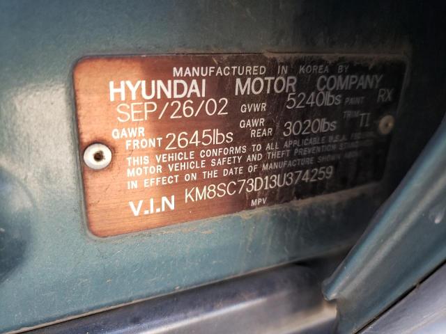 Photo 10 from auction – 2003 HYUNDAI SANTA FE G with VIN KM8SC73D13U374259