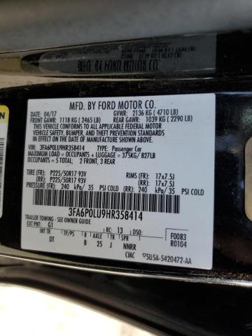 Photo 10 from auction – 2017 FORD FUSION SE with VIN 3FA6P0LU9HR358414