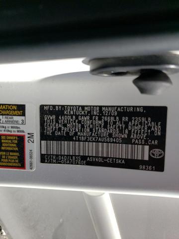 Photo 10 from auction – 2010 TOYOTA CAMRY BASE with VIN 4T1BF3EK7AU569405