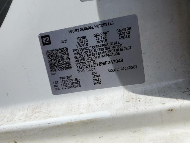 Photo 10 from auction – 2021 CHEVROLET SILVERADO with VIN 1GC2YLE78MF247049