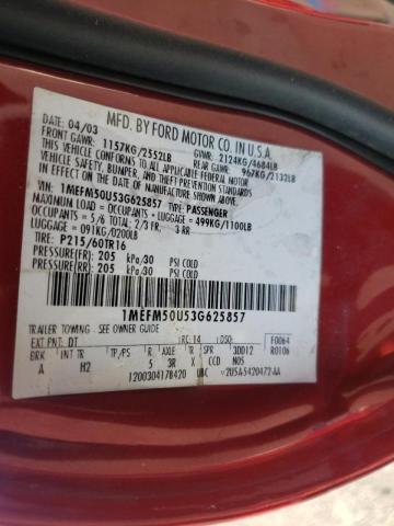 Photo 10 from auction – 2003 MERCURY SABLE GS with VIN 1MEFM50U53G625857