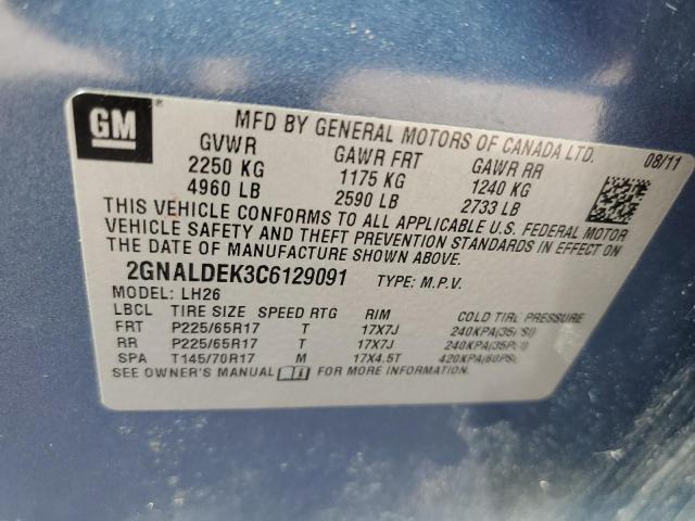 Photo 10 from auction – 2012 CHEVROLET EQUINOX LT with VIN 2GNALDEK3C6129091