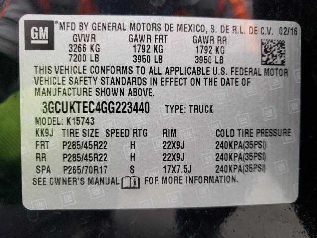 Photo 10 from auction – 2016 CHEVROLET SILVERADO with VIN 3GCUKTEC4GG223440