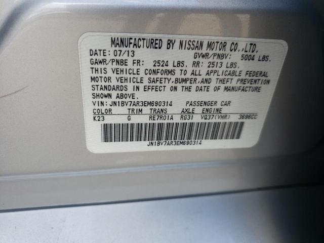 Photo 10 from auction – 2014 INFINITI Q50 BASE with VIN JN1BV7AR3EM690314