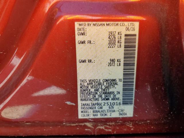 Photo 10 from auction – 2016 NISSAN ALTIMA 2.5 with VIN 1N4AL3AP8GC251016