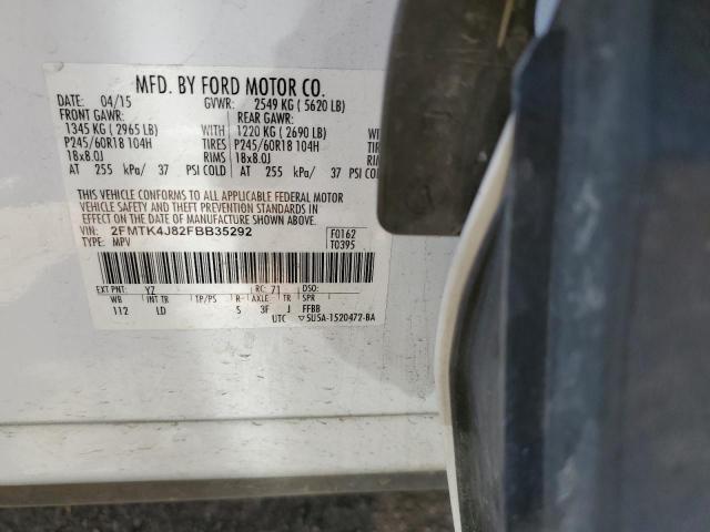 Photo 10 from auction – 2015 FORD EDGE SEL with VIN 2FMTK4J82FBB35292