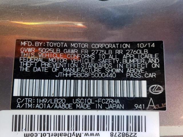 Photo 10 from auction – 2015 LEXUS RC-F with VIN JTHHP5BC8F5000440