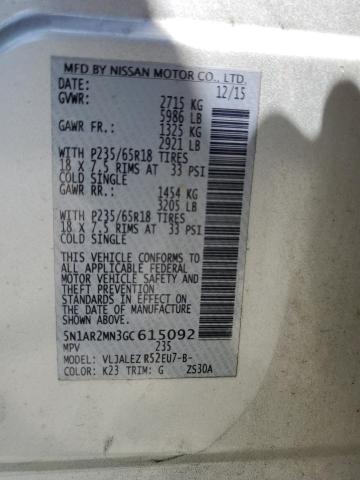 Photo 10 from auction – 2016 NISSAN PATHFINDER with VIN 5N1AR2MN3GC615092