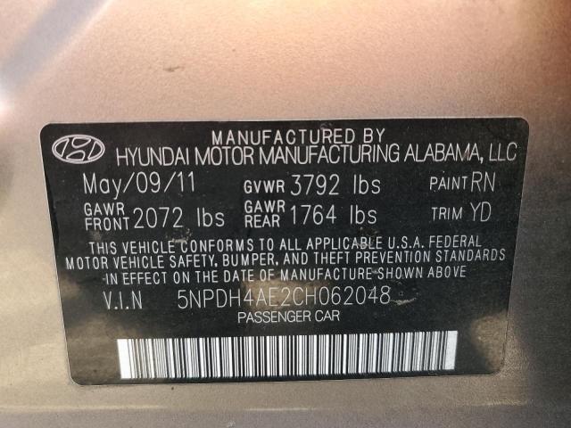Photo 10 from auction – 2012 HYUNDAI ELANTRA GL with VIN 5NPDH4AE2CH062048