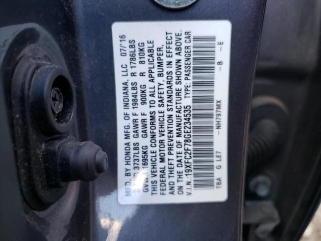 Photo 10 from auction – 2016 HONDA CIVIC EX with VIN 19XFC2F78GE234535