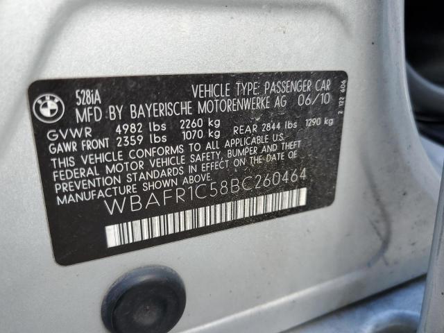 Photo 10 from auction – 2011 BMW 528I with VIN WBAFR1C58BC260464