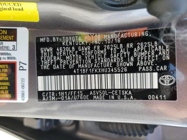 Photo 10 from auction – 2017 TOYOTA CAMRY LE with VIN 4T1BF1FKXHU345526