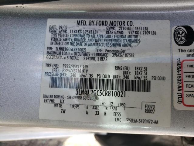 Photo 10 from auction – 2012 LINCOLN MKZ with VIN 3LNHL2GC5CR810021
