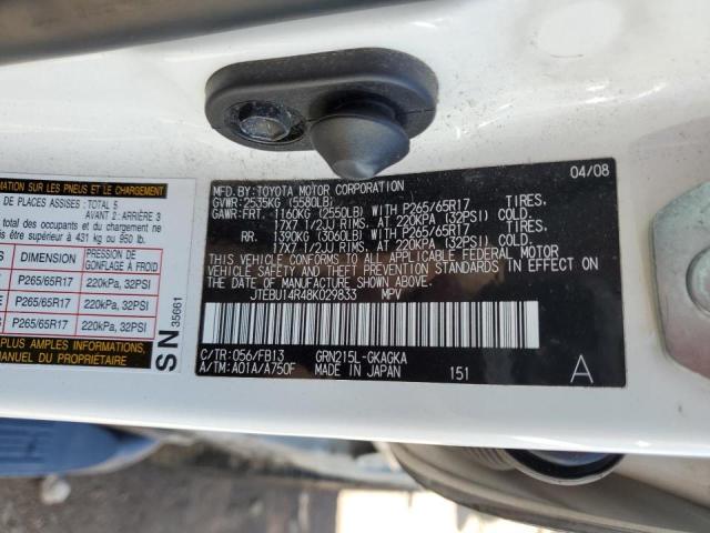 Photo 10 from auction – 2008 TOYOTA 4RUNNER SR with VIN JTEBU14R48K029833