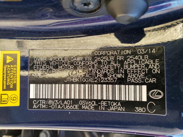 Photo 10 from auction – 2014 LEXUS ES 350 with VIN JTHBK1GGXE2123357