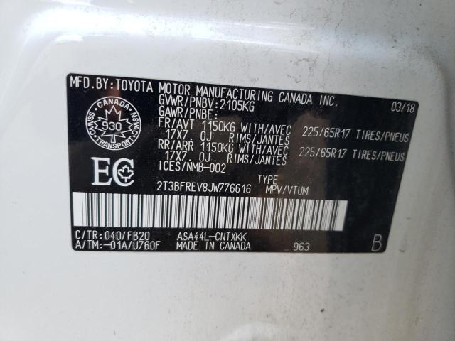 Photo 10 from auction – 2018 TOYOTA RAV4 LE with VIN 2T3BFREV8JW776616