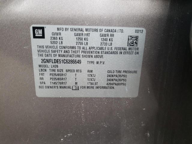 Photo 10 from auction – 2012 CHEVROLET EQUINOX with VIN 2GNFLDE51C6286649
