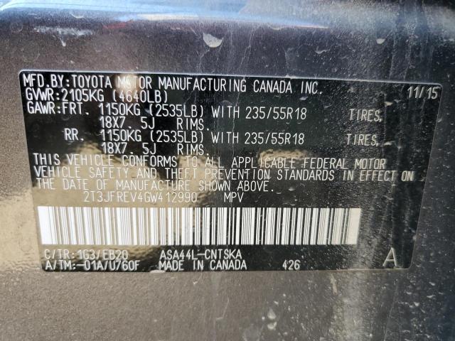 Photo 10 from auction – 2016 TOYOTA RAV4 SE with VIN 2T3JFREV4GW412990