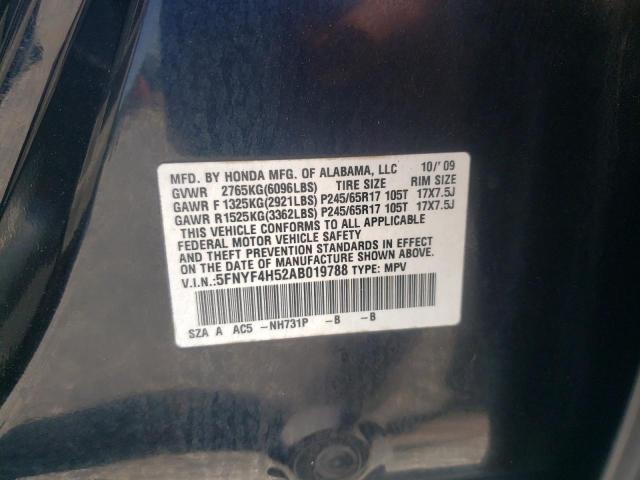 Photo 10 from auction – 2010 HONDA PILOT EXL with VIN 5FNYF4H52AB019788