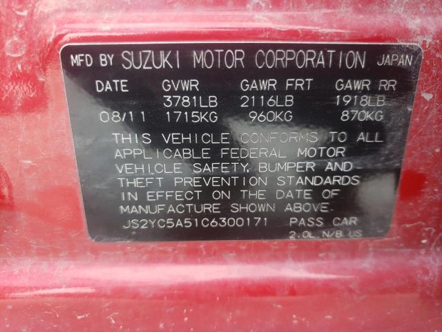 Photo 10 from auction – 2012 SUZUKI SX4 SPORT with VIN JS2YC5A51C6300171