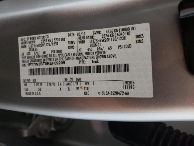 Photo 10 from auction – 2019 FORD F250 SUPER with VIN 1FT7W2BT0KEF09205